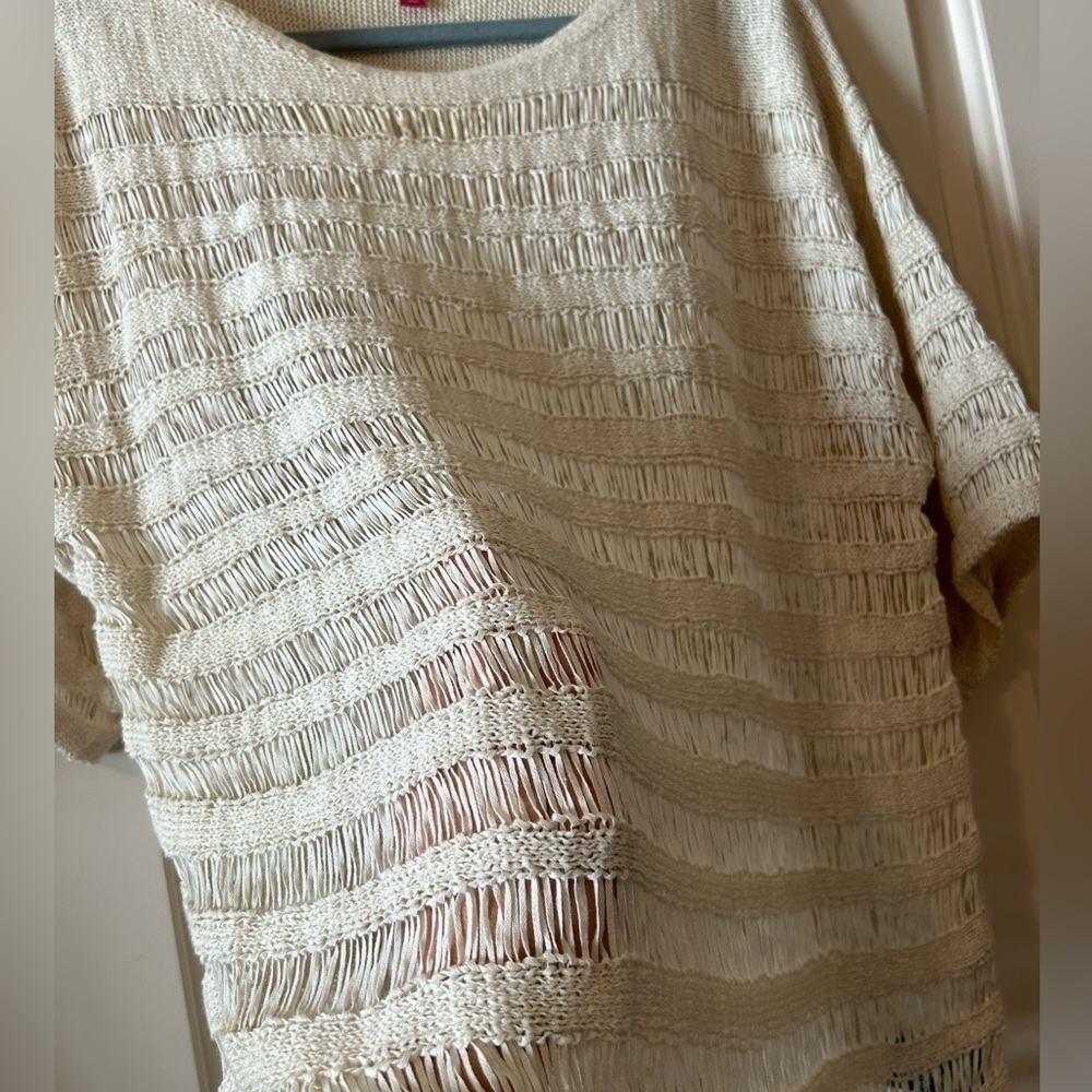 Vince Camuto Cream Open Knit Sweater Medium - Picture 4 of 9
